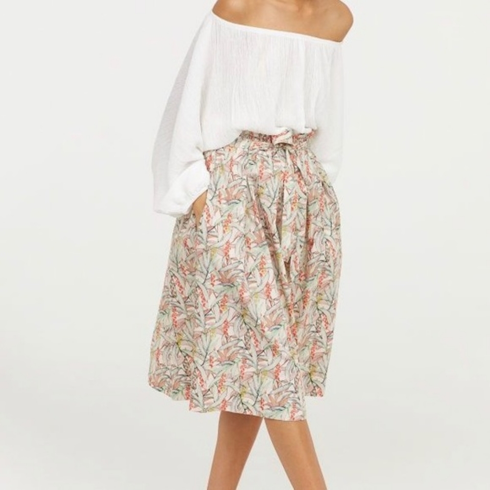 H&M Paper bag printed midi skirt